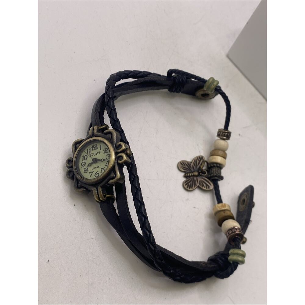 Womens Beaded Butterfly Charm Watch New Batteey